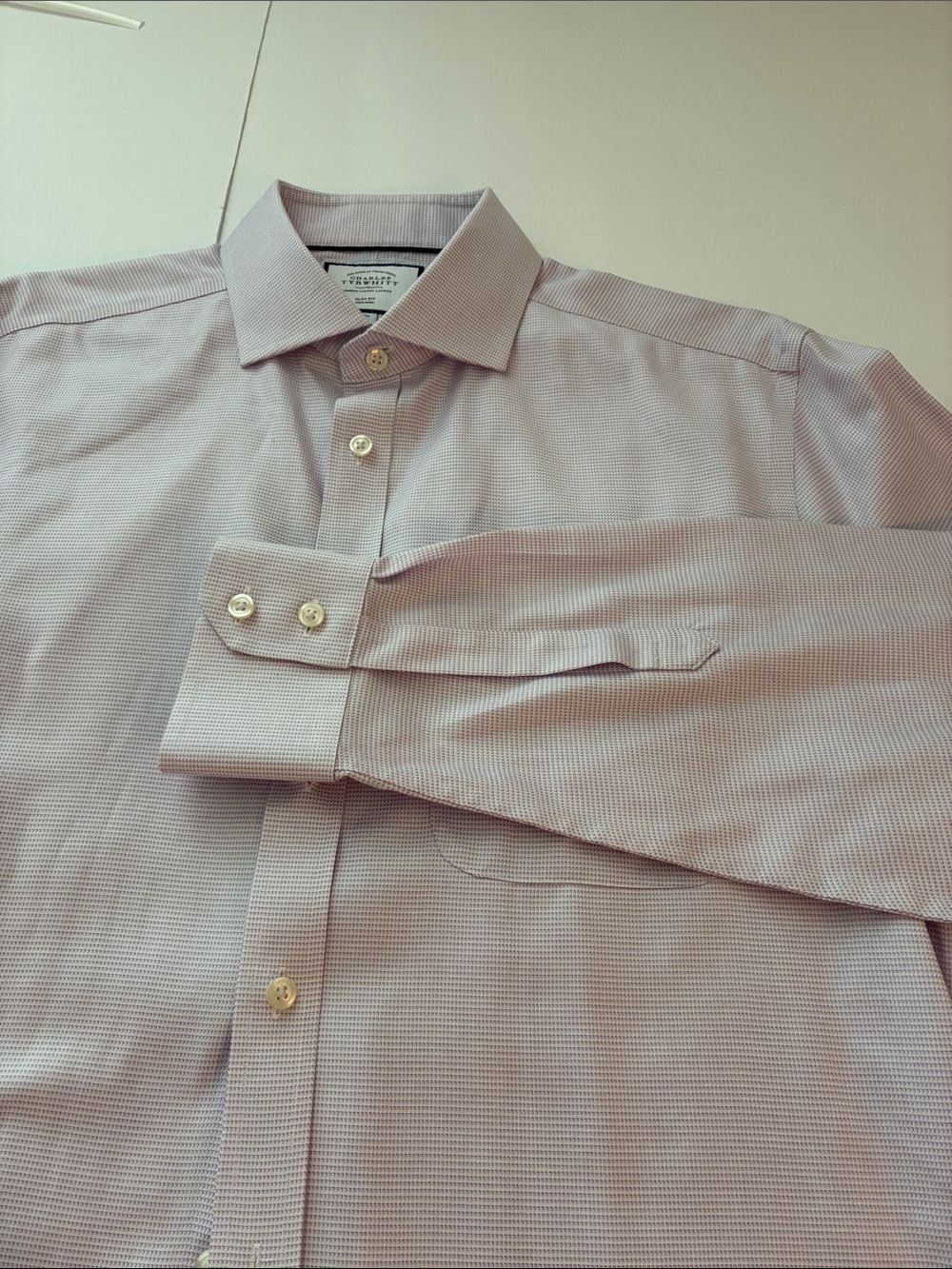 Charles Tyrwhitt Lavender 100% Cotton Ling Sleeve Shirt